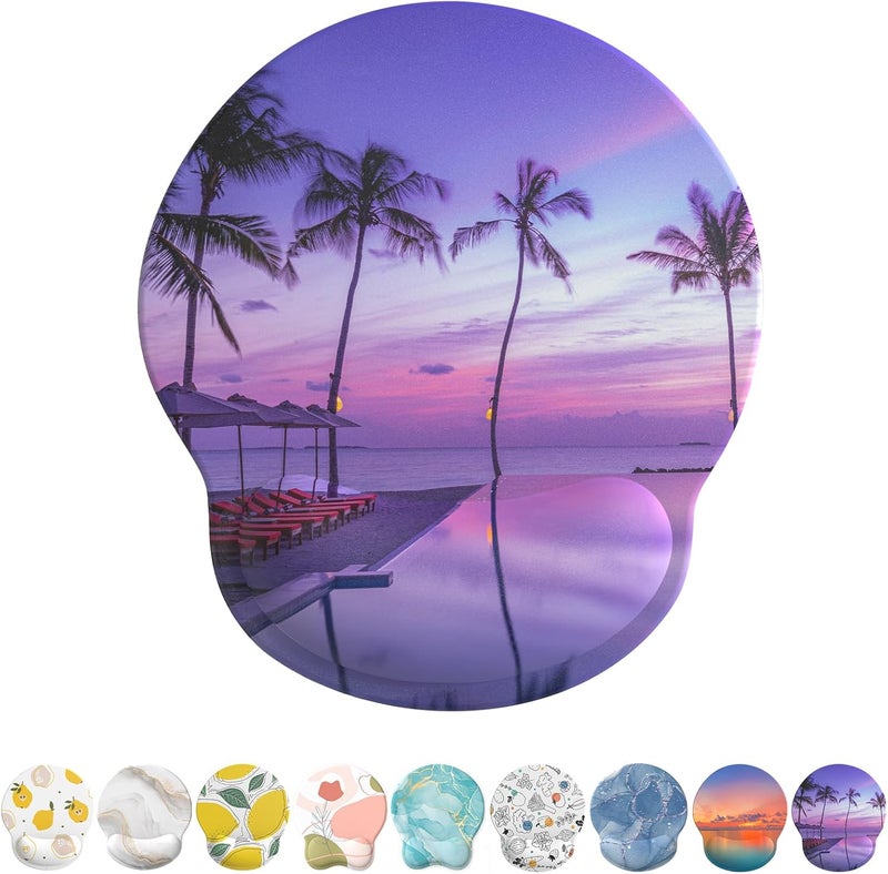 eulps Mouse Pad with Wrist Rest, Comfortable Computer Mousepad with Gel Wrist Support Smooth Surface and Non-Slip PU Base for Pain Relief, Laptop, Office & Home (Mauve Twilight) - Image 1